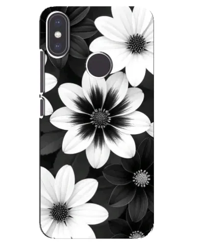 Чехол для Xiaomi Mi A2 с картинкой «Монохромные астры»