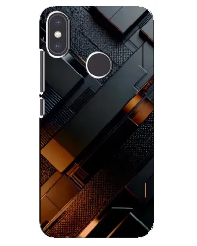 Чехол для Xiaomi Mi A2 с картинкой «Черные геометрические блоки»