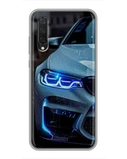 Чехол для Xiaomi Mi A3 с картинкой «Взгляд BMW с синими фарами»