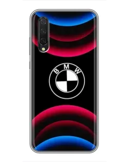Чехол для Xiaomi Mi A3 с картинкой «Логотип BMW и неоновые дуги»