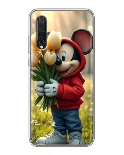 Чехол для Xiaomi Mi A3 с картинкой «Микки с тюльпанами»