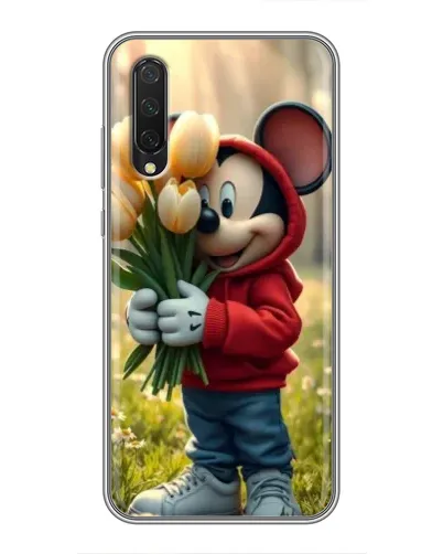 Чехол для Xiaomi Mi A3 с картинкой «Микки с тюльпанами»