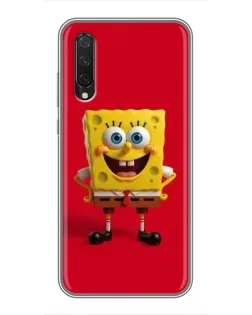 Чехол для Xiaomi Mi A3 с картинкой «Спанч Боб на красном»