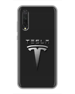 Чехол для Xiaomi Mi A3 с картинкой «Стальной логотип Tesla»