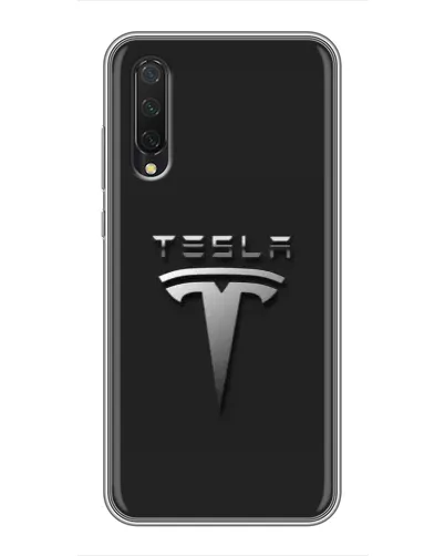 Чехол для Xiaomi Mi A3 с картинкой «Стальной логотип Tesla»