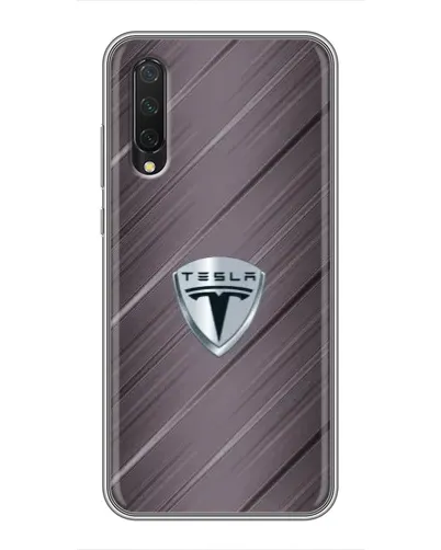 Чехол для Xiaomi Mi A3 с картинкой «Металлическая текстура Tesla»