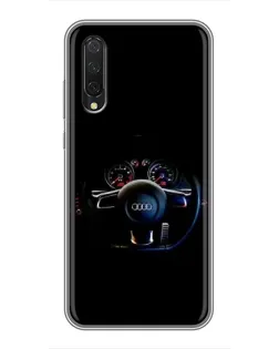Чехол для Xiaomi Mi A3 с картинкой «Салон Audi — руль»