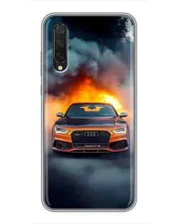 Чехол для Xiaomi Mi A3 с картинкой «Audi в огненном дыму»