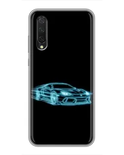 Чехол для Xiaomi Mi A3 с картинкой «Неоновый контур Lamborghini»