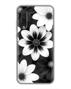 Чехол для Xiaomi Mi A3 с картинкой «Монохромные астры»