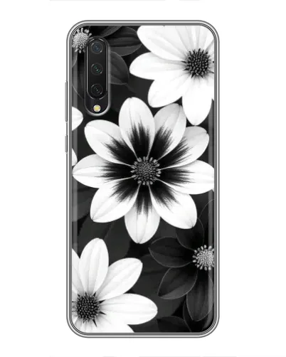 Чехол для Xiaomi Mi A3 с картинкой «Монохромные астры»
