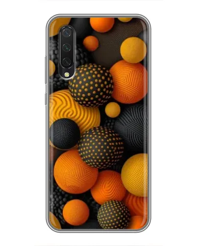Чехол для Xiaomi Mi A3 с картинкой «Объемные оранжевые сферы»