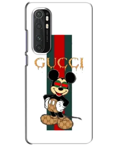 Чехол для Xiaomi Mi Note 10 Lite с картинкой «Микки Маус Gucci — полосы»