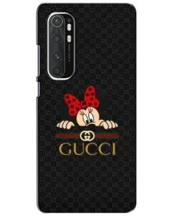 Чехол для Xiaomi Mi Note 10 Lite с картинкой «Минни Маус Gucci — черный»