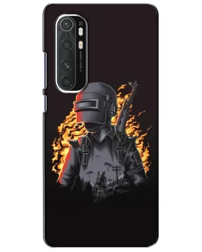Чехол для Xiaomi Mi Note 10 Lite с картинкой «PUBG — огненный силуэт»