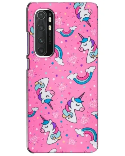 Чехол для Xiaomi Mi Note 10 Lite с картинкой «Unicorn паттерн розовый»