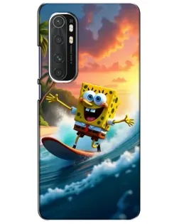 Чехол для Xiaomi Mi Note 10 Lite с картинкой «Губка Боб серфингист»