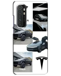 Чехол для Xiaomi Mi Note 10 Lite с картинкой «Коллаж Cybertruck Tesla»