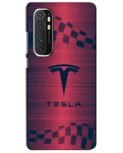 Чехол для Xiaomi Mi Note 10 Lite с картинкой «Тесла красный карбон»