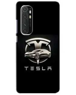 Чехол для Xiaomi Mi Note 10 Lite с картинкой «Tesla — серебристое авто»