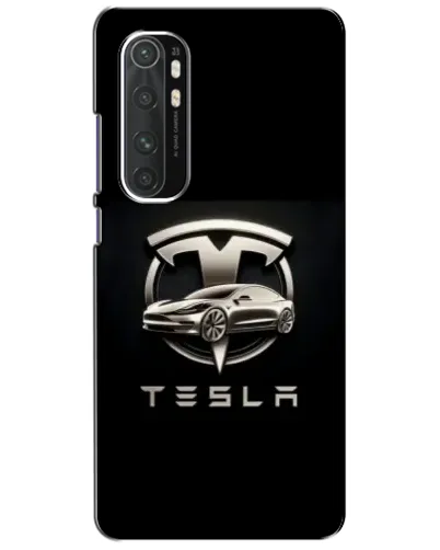 Чехол для Xiaomi Mi Note 10 Lite с картинкой «Tesla — серебристое авто»