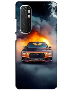 Чехол для Xiaomi Mi Note 10 Lite с картинкой «Audi в огненном дыму»