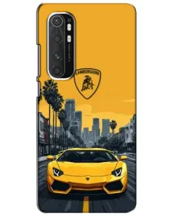 Чехол для Xiaomi Mi Note 10 Lite с картинкой «Желтый Lamborghini город»