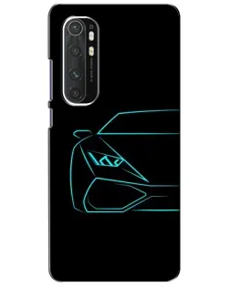 Чехол для Xiaomi Mi Note 10 Lite с картинкой «Голубой силуэт Lamborghini»