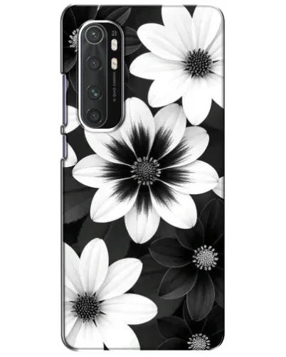 Чехол для Xiaomi Mi Note 10 Lite с картинкой «Монохромные астры»