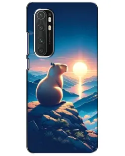Чехол для Xiaomi Mi Note 10 Lite с картинкой «Закат солнца с капибарой»