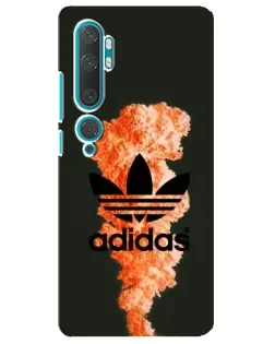 Чехол для Xiaomi Mi Note 10 с картинкой «Оранжевый дым Adidas»