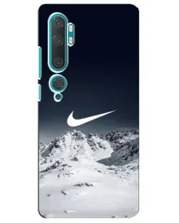 Чехол для Xiaomi Mi Note 10 с картинкой «Nike — зимние горы»