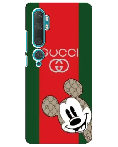 Чехол для Xiaomi Mi Note 10 с картинкой «Gucci — полосы и Микки»