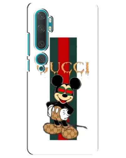 Чехол для Xiaomi Mi Note 10 с картинкой «Микки Маус Gucci — полосы»