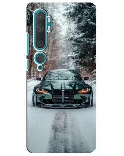 Чехол для Xiaomi Mi Note 10 с картинкой «BMW в зимнем лесу»