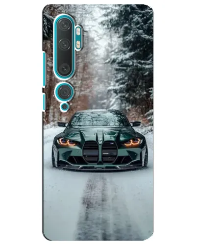 Чехол для Xiaomi Mi Note 10 с картинкой «BMW в зимнем лесу»
