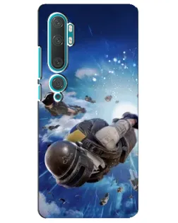 Чехол для Xiaomi Mi Note 10 с картинкой «Десант PUBG — прыжок»