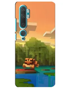 Чехол для Xiaomi Mi Note 10 с картинкой «Майнкрафт закат солнца»