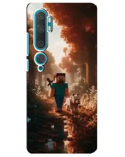 Чехол для Xiaomi Mi Note 10 с картинкой «Стив в лесу»