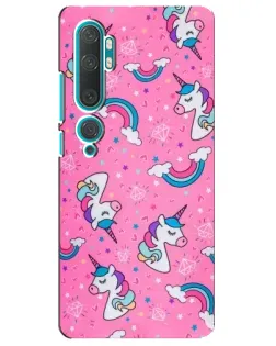 Чехол для Xiaomi Mi Note 10 с картинкой «Unicorn паттерн розовый»