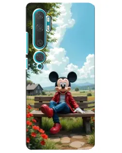 Чехол для Xiaomi Mi Note 10 с картинкой «Микки на скамейке»