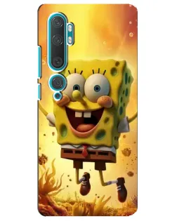 Чехол для Xiaomi Mi Note 10 с картинкой «Губка Боб прыгает»