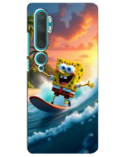 Чехол для Xiaomi Mi Note 10 с картинкой «Губка Боб серфингист»