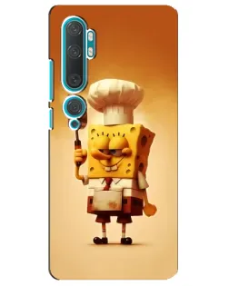 Чехол для Xiaomi Mi Note 10 с картинкой «Губка Боб повар»