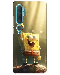 Чехол для Xiaomi Mi Note 10 с картинкой «Сияющий Спанч Боб»