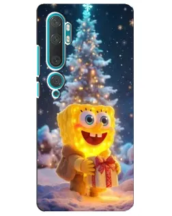 Чехол для Xiaomi Mi Note 10 с картинкой «Рождественский Спанч Боб»