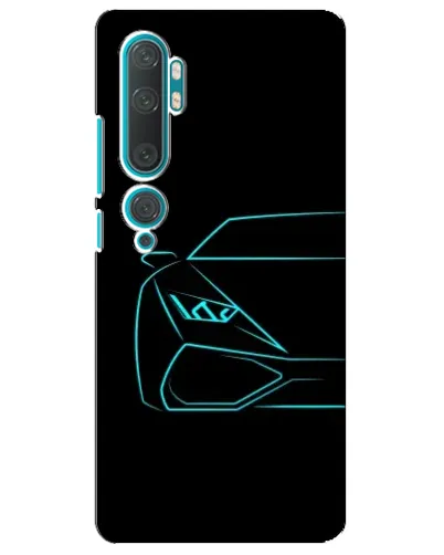 Чехол для Xiaomi Mi Note 10 с картинкой «Голубой силуэт Lamborghini»