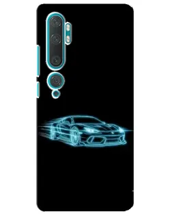 Чехол для Xiaomi Mi Note 10 с картинкой «Неоновый контур Lamborghini»