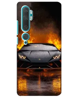 Чехол для Xiaomi Mi Note 10 с картинкой «Lamborghini в огне»