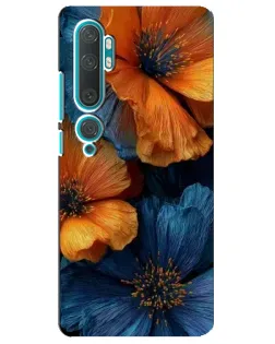 Чохол для Xiaomi Mi Note 10 з картинкою «Яскрава синьо-помаранчева флора»